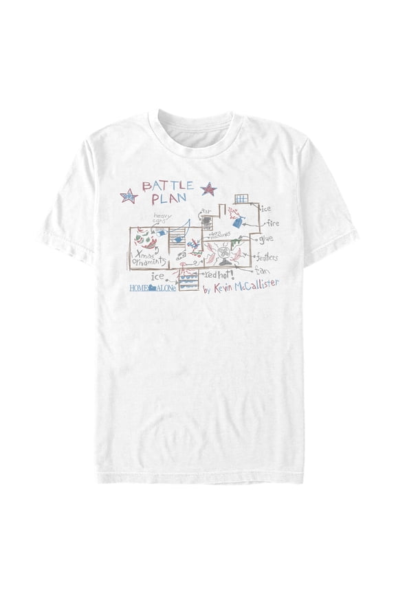 Men's Home Alone Kevin’s Battle Plan Graphic Tee White X Large