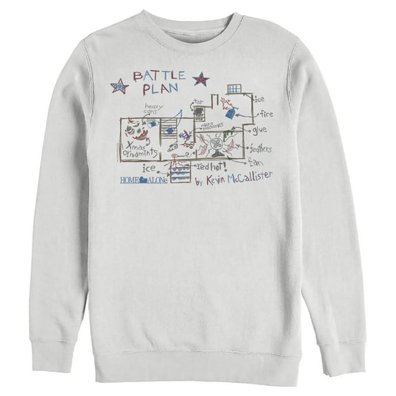 Men's Home Alone Kevin’s Battle Plan  Sweatshirt White X Large