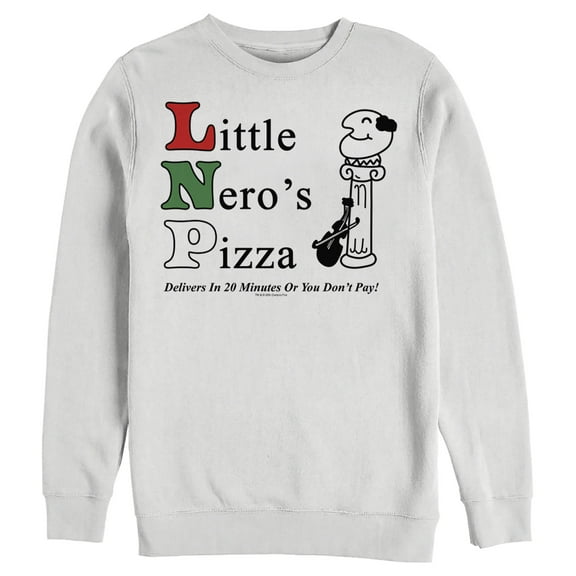 Men's Home Alone Little Nero’s Pizza  Sweatshirt White Small