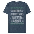 thumbnail image 1 of Men's Home Alone Merry Christmas Ugly Sweater Graphic Tee Navy Blue Heather Large, 1 of 4