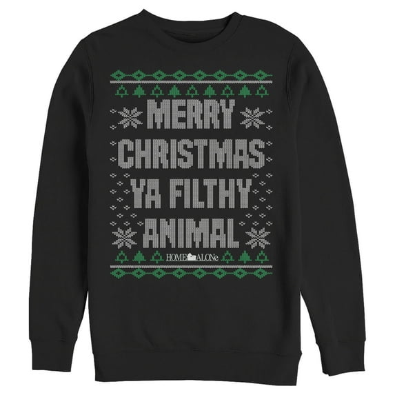 Men's Home Alone Merry Christmas Ugly Sweater Sweatshirt Black Large