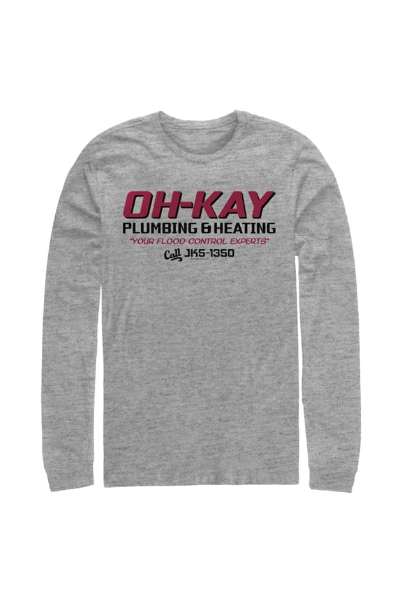 Men's Home Alone Oh-Kay Plumbing & Heating Long Sleeve Shirt Athletic Heather X Large