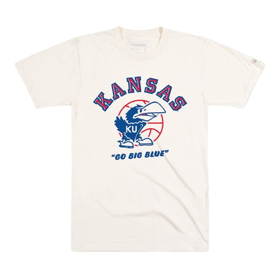 Men's Homefield Cream Kansas Jayhawks Basketball Vintage T-Shirt