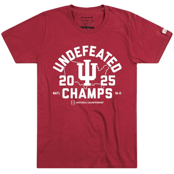 Men's Homefield Crimson Indiana Hoosiers College Football Playoff 2025 National Champions Undefeated T-Shirt