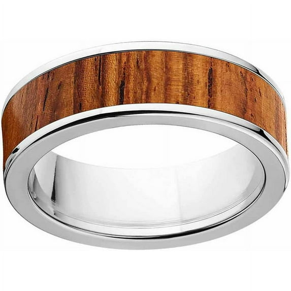 Men's Honduras Rosewood Exotic Wood Ring Crafted in Durable Stainless Steel