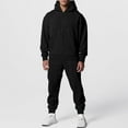 thumbnail image 1 of Men's Hooded Athletic Tracksuit Casual 2 Pieces Solid Color Block Hoodies and Sweatpants Set, 1 of 9