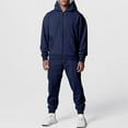 thumbnail image 1 of Men's Hooded Athletic Tracksuit Casual 2 Pieces Solid Color Block Hoodies and Sweatpants Set, 1 of 9