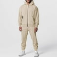 thumbnail image 1 of Men's Hooded Athletic Tracksuit Casual 2 Pieces Solid Color Block Hoodies and Sweatpants Set, 1 of 9