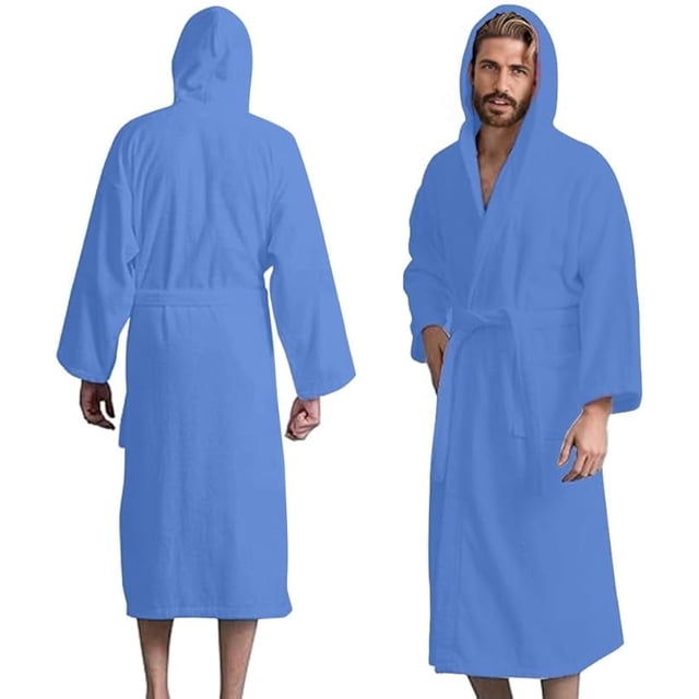 Shower Routine Towel And Robe Men’s Hooded Bathrobe, 100% Cotton Terry Bathrobe, Spa Style Bath Robe ...