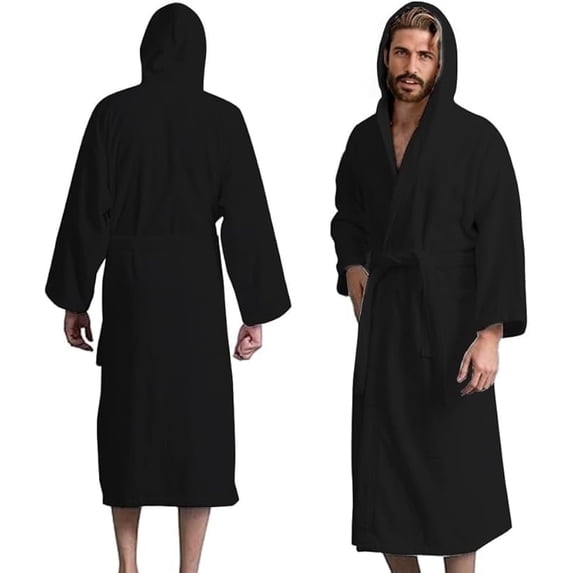 Shower Routine Towel And Robe Men’s Hooded Bathrobe, 100% Cotton Terry Bathrobe, Spa Style Bath Robe ...