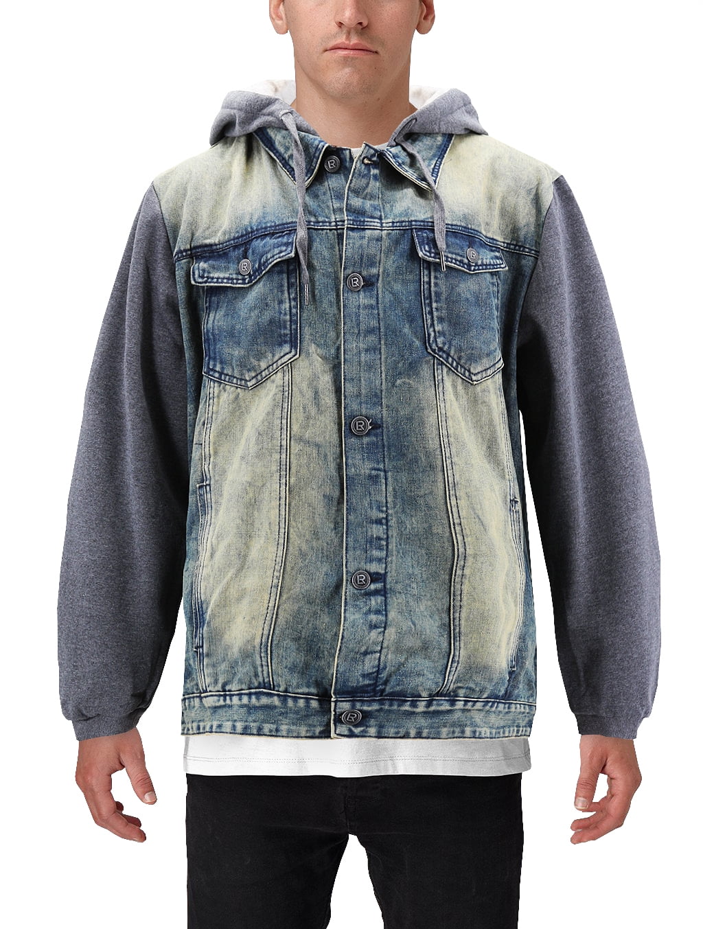 Denim jacket clearance with jersey sleeves