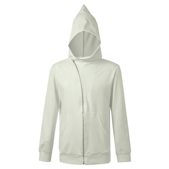 Men's Hooded Cape Casual Jacket Asymmetrical Zipper Cardigan Open Front Coat With Pockets For Outdoor Wear