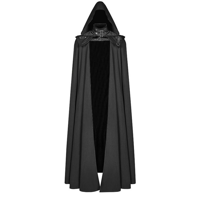 Men s Hooded Cardigan Long Cape Cloak Full Length Robe Cape for