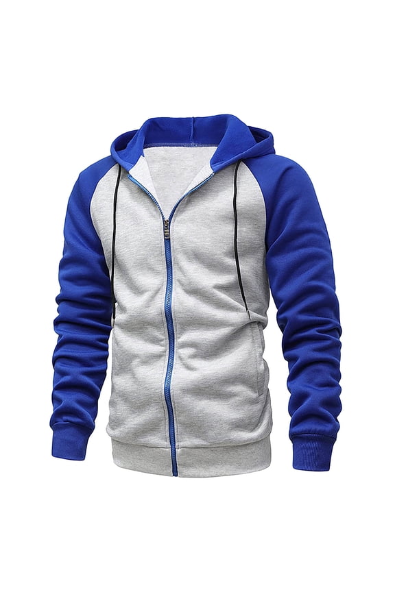 Men's Hooded Cardigan Sweatshirt Loose Textured Zip Hooded Sweatshirt Insert Sleeve Jacket