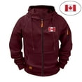 thumbnail image 1 of Men's Hooded Cargo Jacket with Canadian Flag Embroidery, Long Sleeve Athletic Training Raglan Coat, Multiple Pockets Zippered Casual Sportswear, 1 of 9