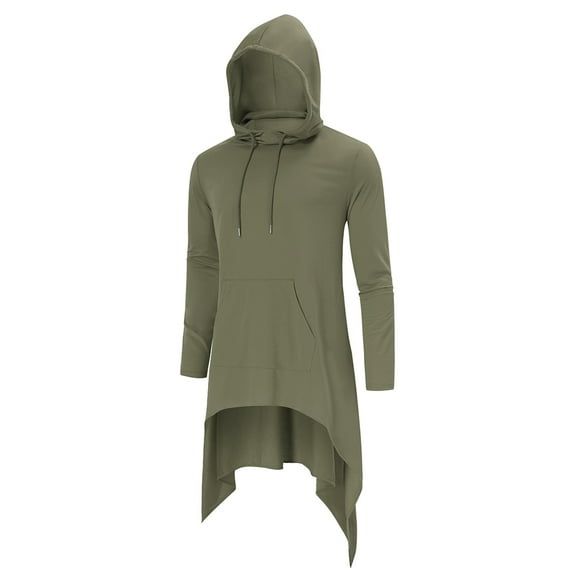 Men's Hooded Cloak Casual Long Pullover Hoodie Cape Hip Hop Sweatshirt With Pocket