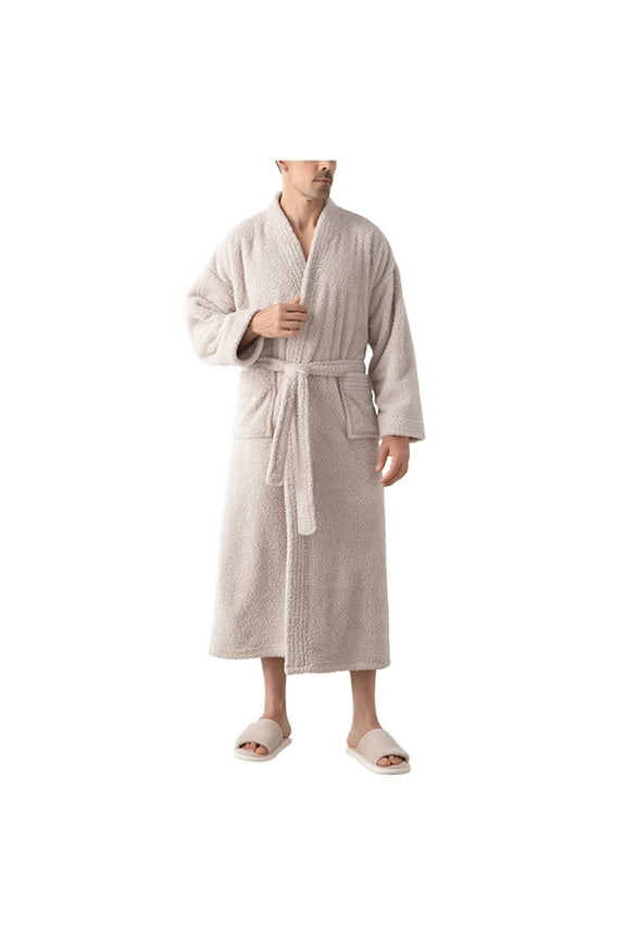 Men’s Hooded Cotton Robe – Lightweight Plush Bathrobe with Pockets & Belt (Breathable Full-Length Spa Loungewear)