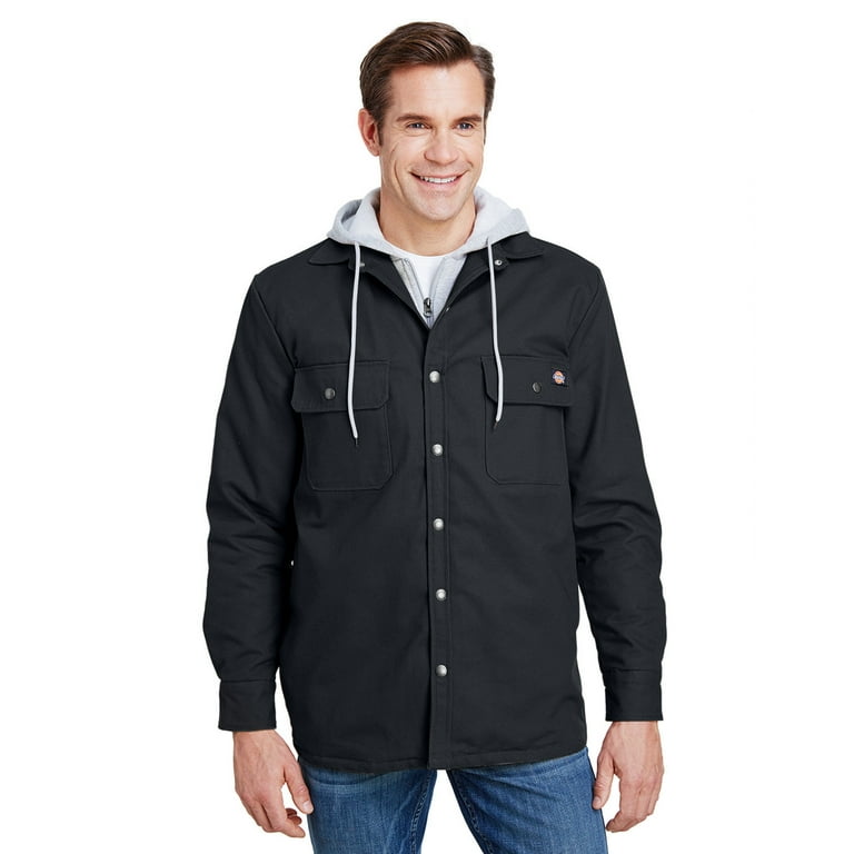 Dickies Men s Hooded Duck Quilted Shirt Jacket BLACK XL Walmart