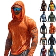 thumbnail image 1 of Men's Hooded Fishing Shirt with Built-in Face Mask and Tie-Dye Pattern Featuring Long Sleeve UPF 50+ Sun Protection Gray XXL, 1 of 3