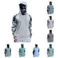 thumbnail image 1 of Men's Hooded Fishing Shirts with Face Mask Cooling UPF 50+ Sun Protection Rash Guard Moisture Wicking Outdoor Boat Sun Shirt Cyan M, 1 of 5