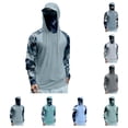 thumbnail image 1 of Men's Hooded Fishing Shirts with Face Mask Cooling UPF 50+ Sun Protection Rash Guard Moisture Wicking Outdoor Boat Sun Shirt Turquoise XXL, 1 of 5