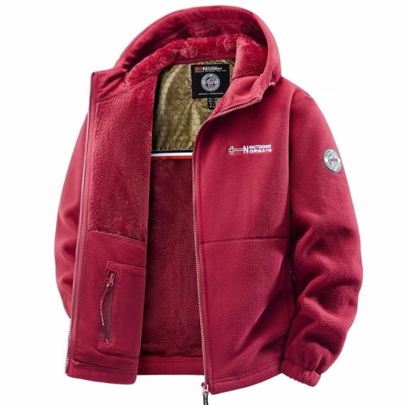 Men's Hooded Fleece Jacket, Autumn Winter Outdoor Jacket with Hood, Suitable for Daily Wear, Travel, Commuting, Streetwear