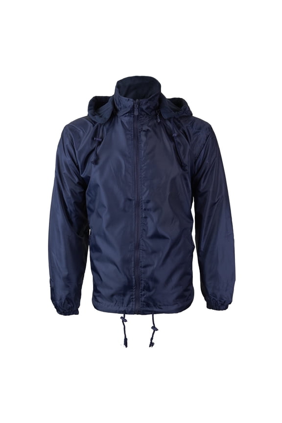 Men's Hooded Fleece Lined Windbreaker (Navy,XL)