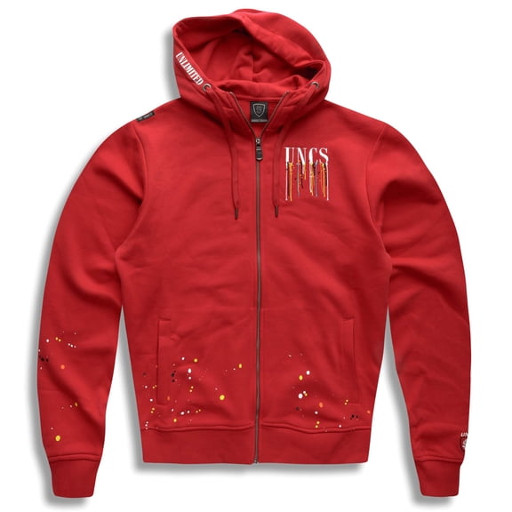 Men's Hooded Full Zip Sweatshirt with Splash Design, Male, Adult, UNCS - Unlimited Clothing Style