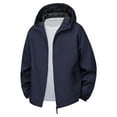 thumbnail image 1 of Men's Hooded Jacket Full Zip Long Sleeve Lightweight Outerwear with Zipper Pockets Casual Spring Fall Coat Daily Wear (L, Blue), 1 of 2