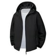 thumbnail image 1 of Men's Hooded Jacket Full Zip Long Sleeve Lightweight Outerwear with Zipper Pockets Casual Spring Fall Coat Daily Wear (XXL, Black), 1 of 8