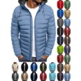 thumbnail image 1 of Men's Hooded Jacket Plus Size Windproof Solid Color Lightweight Long Sleeve Full Zipper Puffer Jacket Men's Warm Padded Jacket, 1 of 7