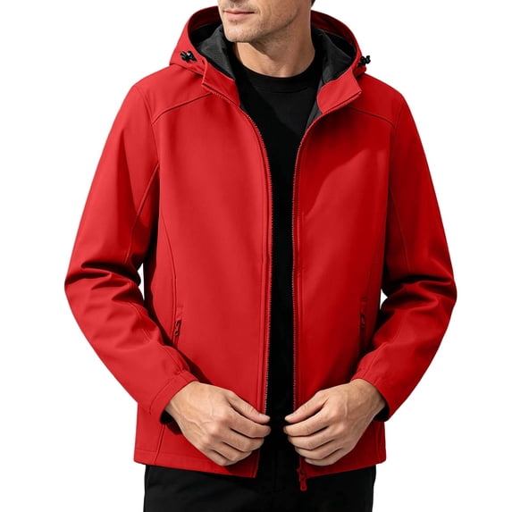 Men's Hooded Jacket Solid Color Raglan Sleeves Elastic Closure Versatile Coats for Winter