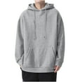 thumbnail image 1 of Men's Hooded Jackets Men's Hoodie Long Sleeve Hooded Pullover Casual Fashion Sweatshirts Drawstring Gym Hooded with Pocket Men's Sweatshirts and Hoodies S-61 Gray L, 1 of 5