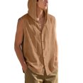 thumbnail image 1 of Men's Hooded Linen Blend Vest Shirt Sleeveless Loose Casual Button Down Hoodie With Drawstring Solid Color Tops Lightweight Breathable Summer Beach Fishing Outdoor Tank Top Blouse, 1 of 8