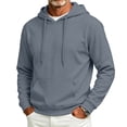 thumbnail image 1 of Men's Hooded Long Sleeve Solid Sweatshirt Warm Casual Pullover Comfortable Basic Top with Kangaroo Pocket for Fall Winter Everyday Wear and Weekend Outings Dark Gray S, 1 of 6