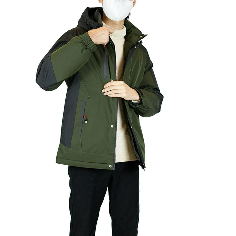 Men s Hooded Padded Coat Male Outdoor Jacket Autumn Winter Two Color Splicing Cotton Long Sleeve Mountaineering Clothes Soft Warmth Down Jackets Walmart