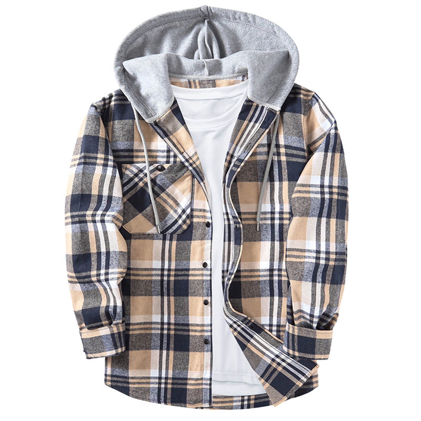 Men's Long Sleeve Flannel Shirt - Plaid Casual Button-Down With Double Chest Pockets, Soft & Wrinkle-Free