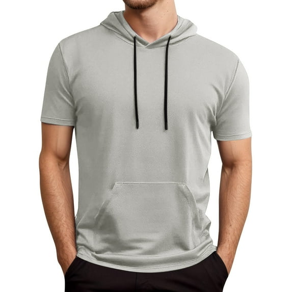 Men's Hooded Pocket T Shirt For Outdoor Summer Basketball Training Casual Sportswear With Drawstring Design Lightweight Breathable Activewear Men's Loose Fit Casual Fashion Shirt