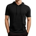 thumbnail image 1 of Men's Hooded Pocket T Shirt For Outdoor Summer Basketball Training Casual Sportswear With Drawstring Design Lightweight Breathable Comfortable Fit Mens T-Shirts Summer Lightweight Tee Tops, 1 of 4