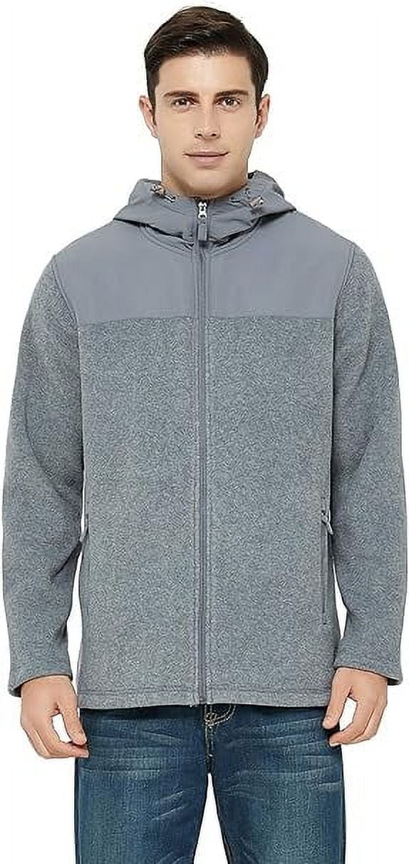 Mens Fleece Jacket With Hood And Full Zip For Men Warm Winter Layer With Side Pockets main image 1