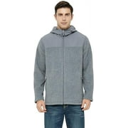 SNOW DOWN Men's Hooded Polar Fleece Jackets Big & Tall Full Zip Bonded Hoodie with Zip Pockets (Grey, L)