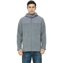 Men's Hooded Polar Fleece Jackets Big & Tall Full Zip Bonded Hoodie with Zip Pockets (Grey, S)