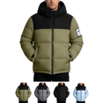 thumbnail image 1 of Men's Hooded Puffer Jacket Color Block Warm Winter Coat with Pockets Casual Outdoor Streetwear Thicken Ski Coat, 1 of 8