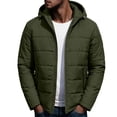 thumbnail image 1 of Men's Hooded Puffer Jacket Full Zip Padded Coat,Warm Windbreaker Fall Winter Outerwear Relaxed Comfy Daily Outing Wear,Green,XXL, 1 of 9