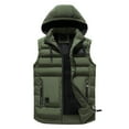 thumbnail image 1 of Men's Hooded Puffer Vest Sleeveless Zip Up Padded Jackets Coat Army Green XL, 1 of 4