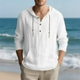 thumbnail image 1 of Men's Hooded Pullover, Long Sleeve Casual Sweatshirt with Drawstring and Half Button Design, Beach Top Featuring Pocket, Lightweight Polyester for Outdoor and Daily Wear, 1 of 9