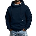 thumbnail image 1 of Men's Hooded Pullover Solid Color Long-sleeved Sweatshirt for Man Fall Winter, 1 of 7