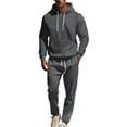 thumbnail image 1 of Men’s Hooded Pullover Sweatshirt and Jogger Pants Two-Piece Set Casual Drawstring Hoodie with Kangaroo Pocket, 1 of 5