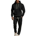 thumbnail image 1 of Men’s Hooded Pullover Sweatshirt and Jogger Pants Two-Piece Set Casual Drawstring Hoodie with Kangaroo Pocket, 1 of 5