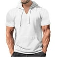 thumbnail image 1 of Men's Hooded Pullover with Pockets Short Sleeve Lightweight Super Soft Hooded Sweatshirt, 1 of 6